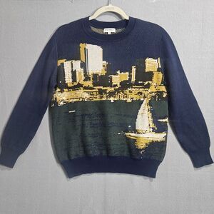 Rose Anna Knit Art Sweatshirt Made in France Nautical Sailing Sz 38 US 8